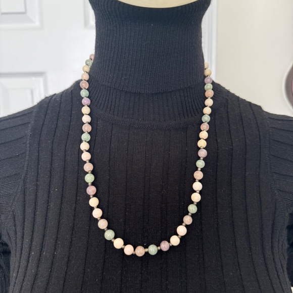 Vintage Beaded Necklace Rose Quartz Aventurine Amethyst Gemstone Natural 24" - Picture 3 of 15